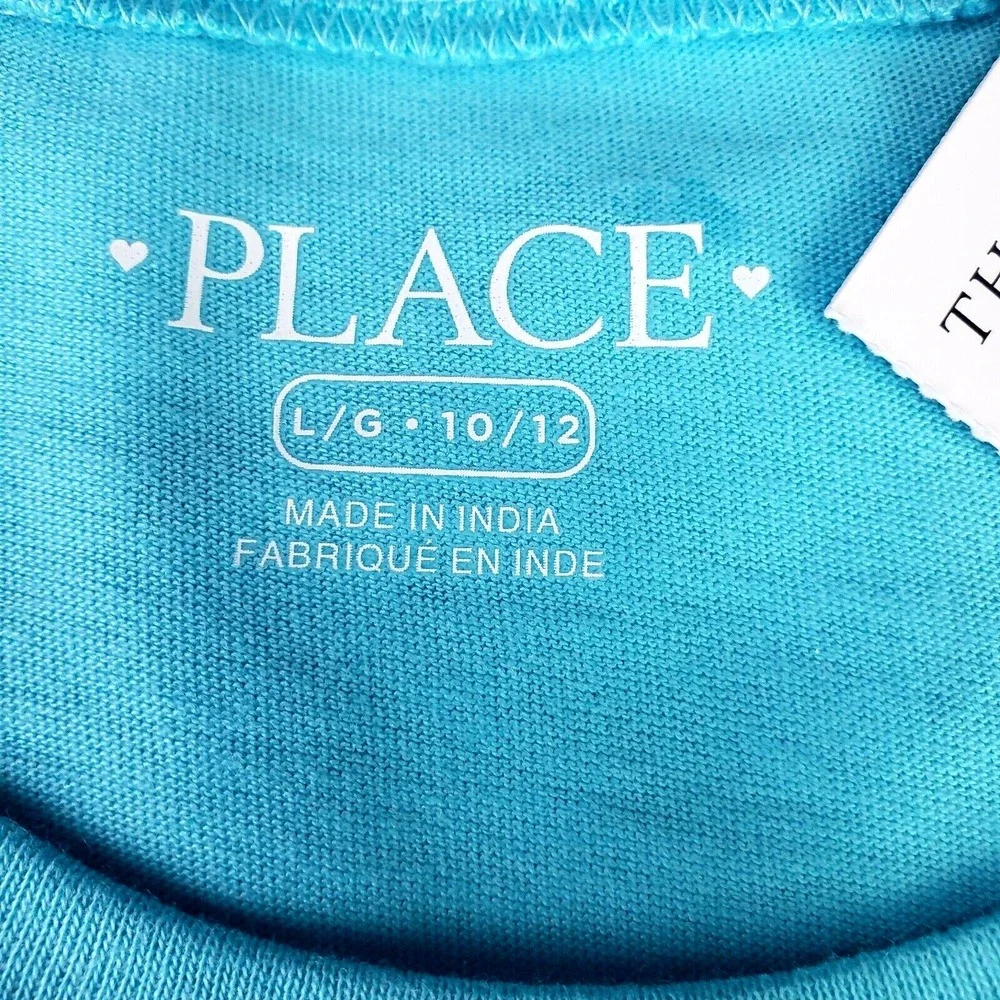 PLACE T-shirt for girls with unicorn graphic print size 10/12 color‎ Blue New